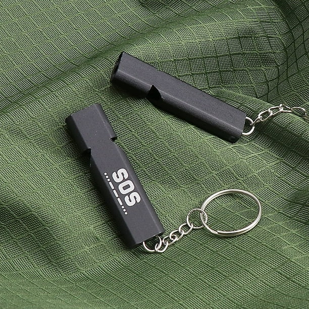 Outdoors High Decibel Portable Keychain Whistle Stainless Steel Double Pipe Emer